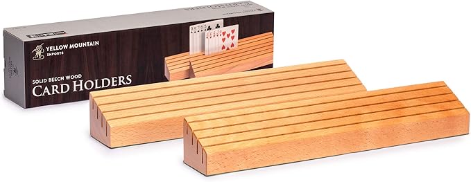 Yellow Mountain Imports Extra-Wide Solid Beechwood Playing Card Holders - Set of 2