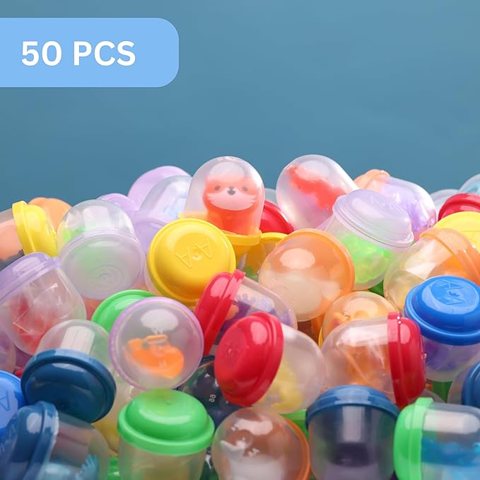 Entervending Vending Machine Capsules with Toys in Bulk - 1.1 Inch Tiny Frosty Clear-Colored Acorn Capsules with Mini Toys for Kids - Plastic Capsules for Toys Bulk – Easter Basket Stuffers