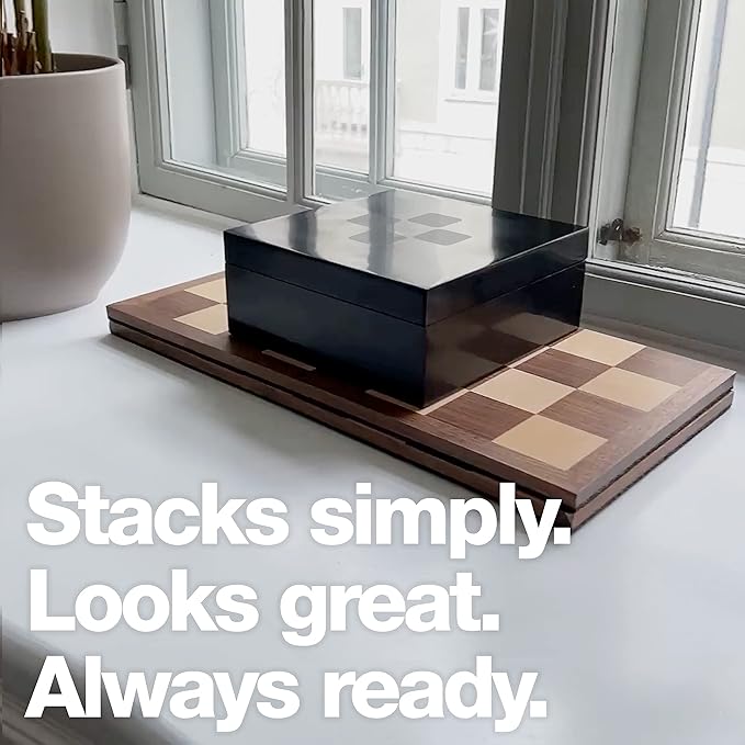 TEMPEST London 2013 Chess Ensemble (Without Clock) :: Wooden Chess Set + Hardwood Portable Chess Board + Weatherproof Carry-All Bag + Lacquer Storage Box + Scorebook