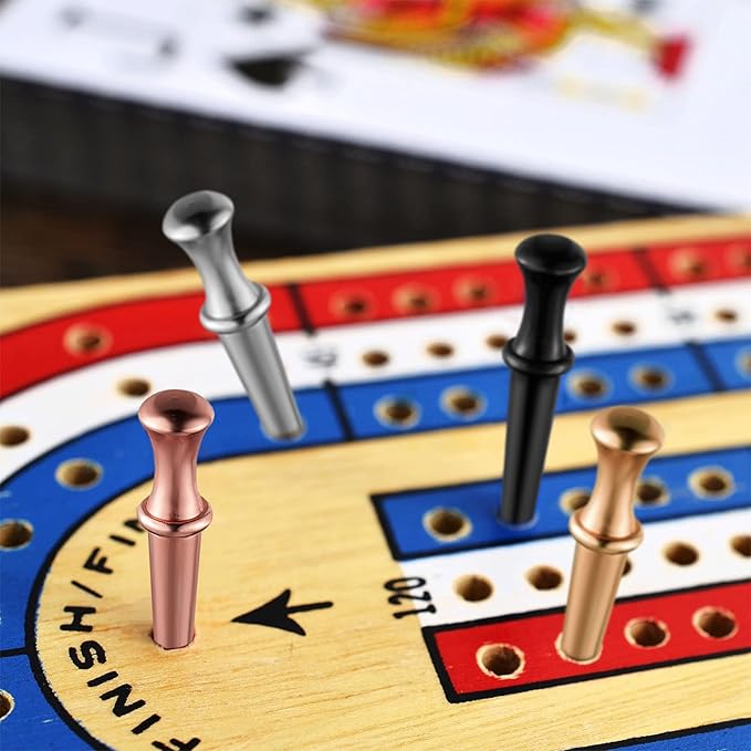 120 Pieces Metal Cribbage Pegs Crib Board Pegs 4 Colors Crib Pegs Fit 1/8 Holes with Drawstring Storage Pouch Tapered Design for Family and Friend Cribbage Traditional Board Game