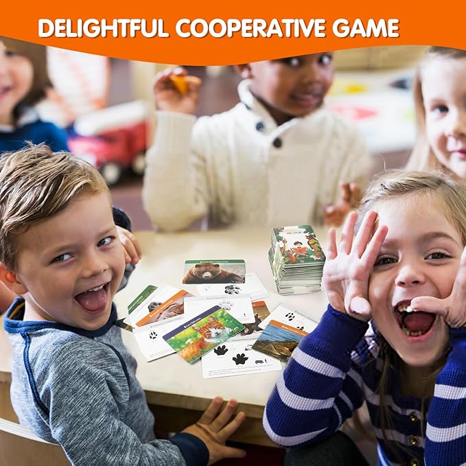 MEROCO Safari Animal Tracks Card Game, Farm Animal Flash Cards, Matching Game - Kids Science Learning Educational Toys for Homeschool, Preschool, Autism - 3 Years Old & Up