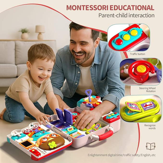 Busy Board Montessori Toys Gifts for 1 2 Year Old Boys, Early Educational Montessori Toys for Toddler 1-3, Birthday Gifts Toy for 1 2 Year Old Boys, Ideas 1 2 Year Old Boys Birthday Gift Toy