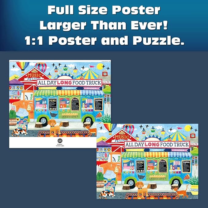 Ceaco - Sapphire Select - Stephanie Peterson Jones - All Day Long Food Truck - 1000 Piece Jigsaw Puzzle – Challenging & Fun – Blue Core Puzzle Board – Giftable Display Box - Full Size Poster Included