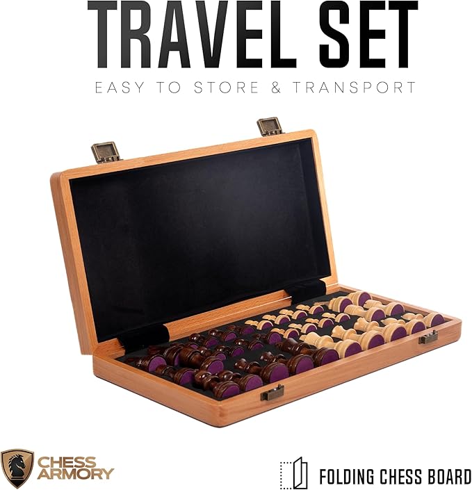 Chess Set Magnetic - Premium Wooden Board Game with a Portable Wood Case and Secure Storage for Pieces, Set for Kids and Adults (Beech Wood) - Chess Armory