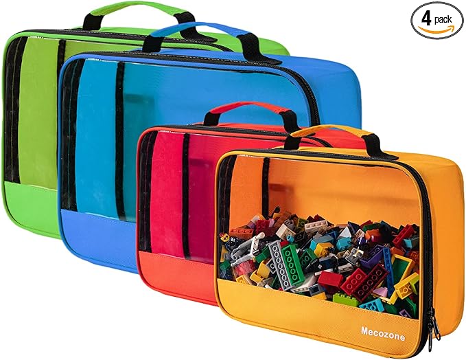 4 PCS Toys Storage Bag, Classic Bricks Building Set Storage Bag, Travel Case for Building Toys, Puzzles, Small Large Size