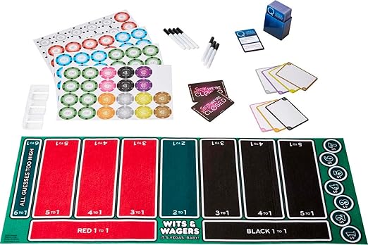 Mattel Games Wits & Wagers Board Game Vegas Edition Party Game with Dry Erase Boards, Markers & Poker Chips for 5+ Players