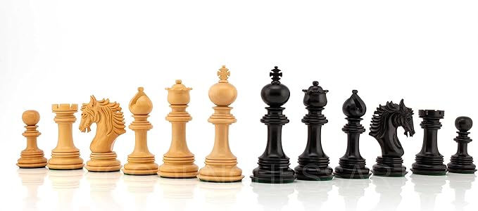 4.5” The Empero Luxury Artisan Series Chess Pieces Only - Triple Weighted (Ebony & Boxwood)