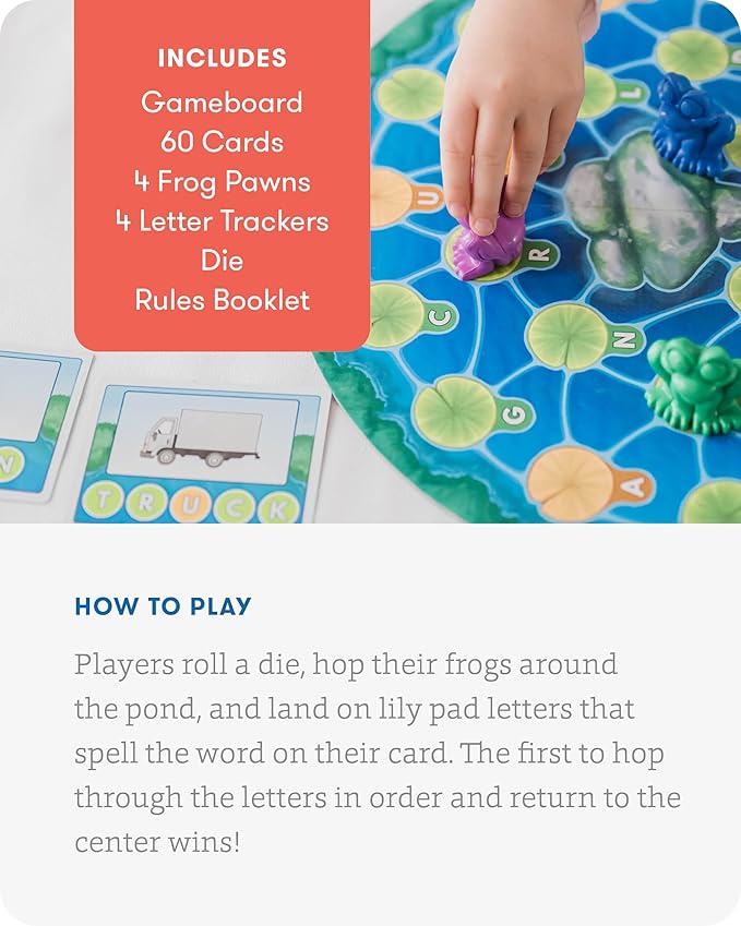SimplyFun Lily Pond - Educational Game to Practice Early Reading and Spelling - an Engaging and Fun Toddler Game - 2 to 4 Players, Ages 4 & Up