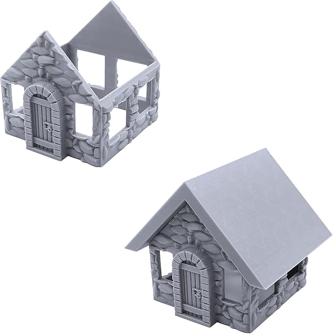 EnderToys Stone Houses, Terrain Scenery for Tabletop 28mm Miniatures Wargame, 3D Printed and Paintable