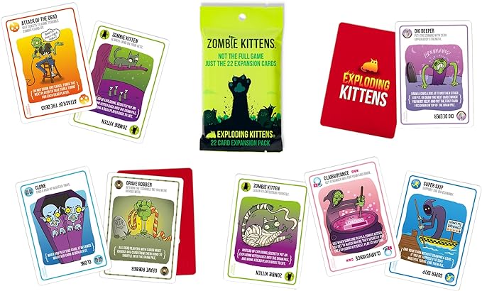Zombie Kittens Expansion Pack by Exploding Kittens - 2-5 Players - Ages 7+ - 15 Minutes to Play - Original Game Required - Party Game, Ideal for Family Night, Kid and Adult