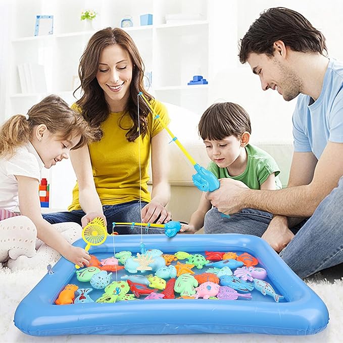 TOY Life 2-Player Magnetic Fishing Game for Kids 3-5 with Toddler Fishing Poles,Bath Toys for Kids Ages 4-8,Magnetic Poles Game are Designed for Little Hands