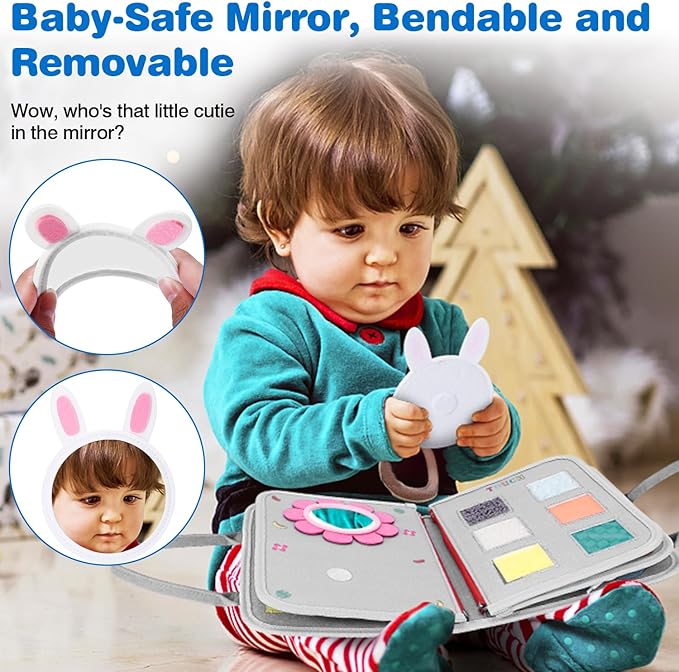 Busy Board Montessori Toys for Aged 1 2 3 4 Boy & Girl Birthday Gifts, Autism Sensory Travel Toys for Toddlers, Educational Activity Sensory Board Preschool Learning Fine Motor Skills Toys, Gray