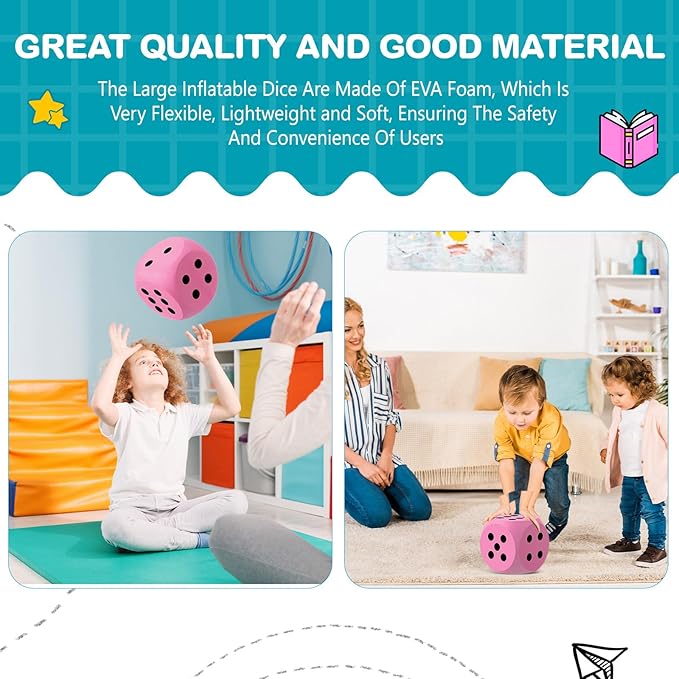 Shappy 6 Inches Foam Dice Fun Filled Large Educational Toy Kawaii Giant Dice Decorative Eva Foam Jumbo Cube Big Square Building Blocks for Game Nights Learning Sessions(Pink,1 Pc)