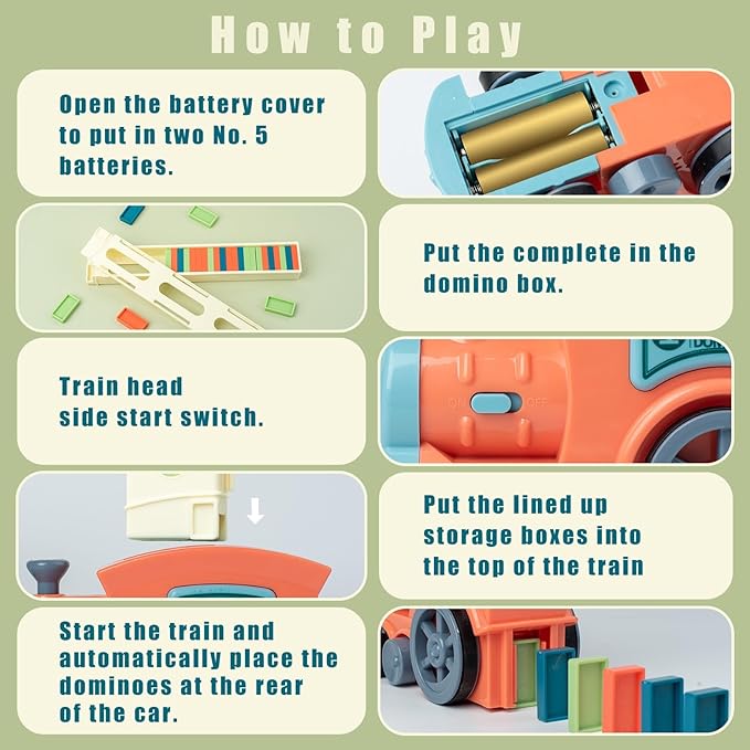 Automatic Domino Train for Kids 200pcs Blocks Montessori Dominos Stacking Toys Christmas or Birthday Gifts for 3 4 5 Year Old Boys Girls Toddler Age 6-8 Game Play (Orange)