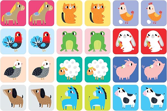 Banana Panda Suuuper Size Memory Game - Farm Animals - Classic Toddler Game Includes 24 Extra-Large Cards - Play Matching Games or Use as Flashcards, for Toddlers and Little Kids Ages 2-4 Years