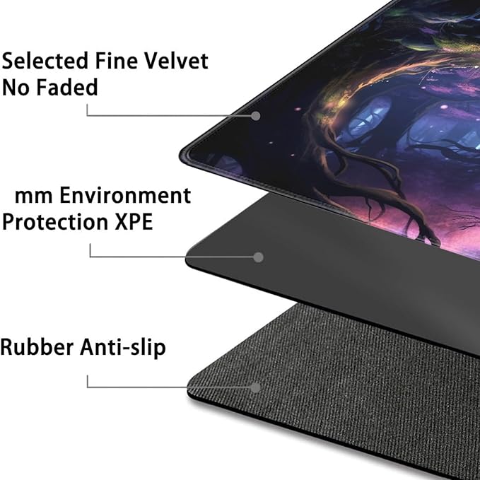 Board Game for TCG Playmat Table Mats Games Size 60X35 cm Mousepad Compatible for MTG RPG CCG Trading Card Game Play mats with 6 Dice (Playmat 143) Enchanted Forests