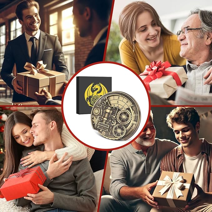 Spinner DND Dice Set, 7-in-1 Fingertip Gyro Metallic DND Dice, DND Starter Set, Dungeon Gears Dice Spinner for DND Dice Set, D&D Gifts with Gift Box, Role Playing Game Board Game Accessories, Bronze