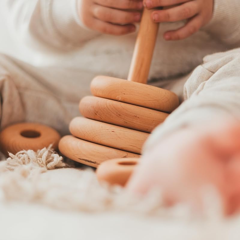 Ring Wooden Stacking Toy Montessori Wooden Pyramid Gifts for Toddlers