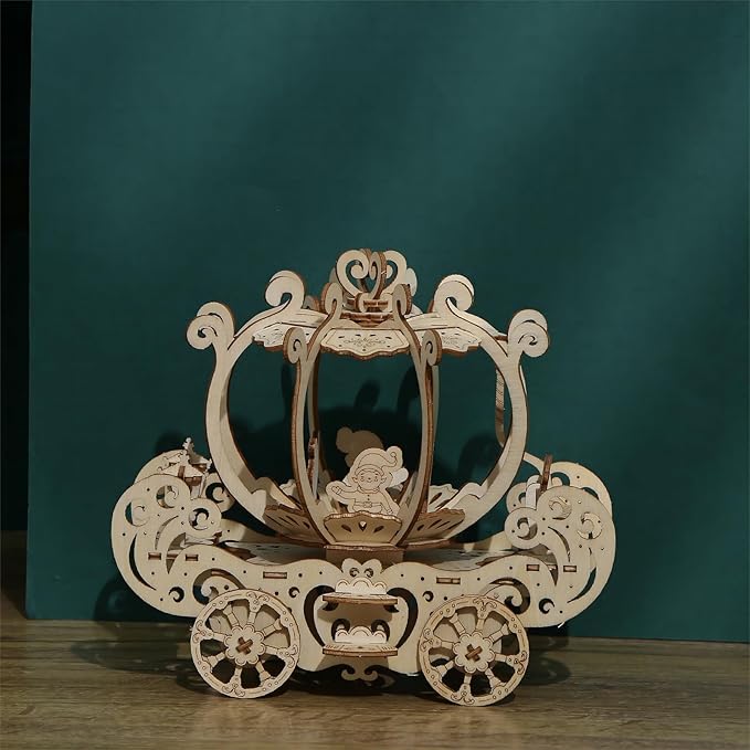 3D Wooden Puzzles Pumpkin Cart Model Kits, Brainteaser and Puzzle for Christmas/Birthday,Gifts for Adults and Teens to Build CombinationPumpkin Cart