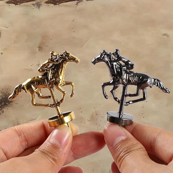 HOROW Horse Racing Board Game Solid Wood Horse Race Card and Dice Board Game Luxury Edition Set with 11 Metal Horses 2 Dices and 2 Boxes of Cards(Rectangle,Red Peach)…