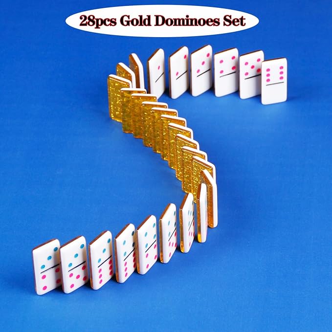 Mexican Train Dominos Set Acrylic Dominos Set (Double 6 Golden)