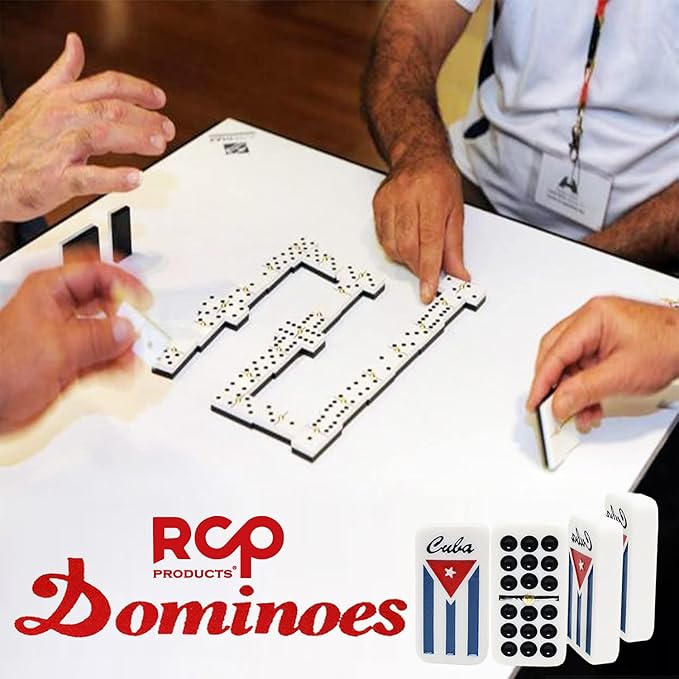 Dominos Set for Adults – Professional Double 9 Dominoes Set of 55 Tiles, Metal Spinner, Classic and Travel Board Game with Wood Case Juegos de Mesa (Cuban Flag)