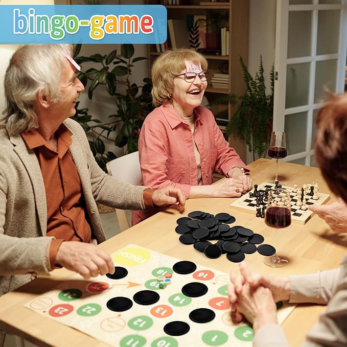 Coopay 1000 Pieces 1 Inch Bingo Chips Bulk, Bingo Markers for Math Practice, Plastic Learning Counters Disks Counting Discs and Poker Chips Game Tokens Kids Reward (Black)