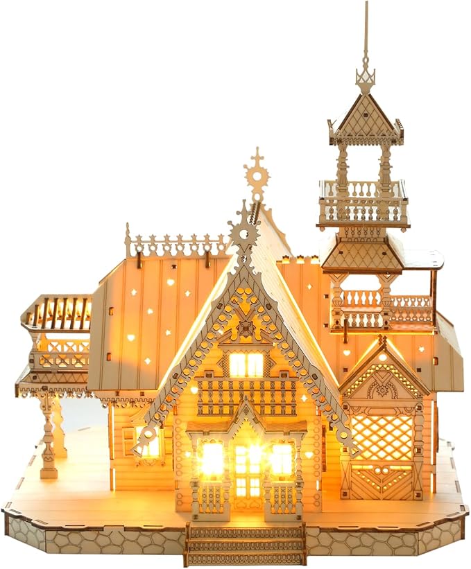 3D Puzzles for Adults & Teens – 267-Piece Wooden DIY Villa Wooden Model for Adults to Build, Brain-Teasing Puzzle Game for Any Occasion (Villa)