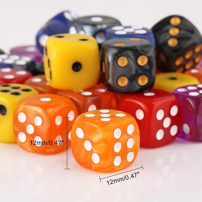Pearl Pattern 6 Sided Mini Dice Set, 36pcs, with Orange Gaming Box