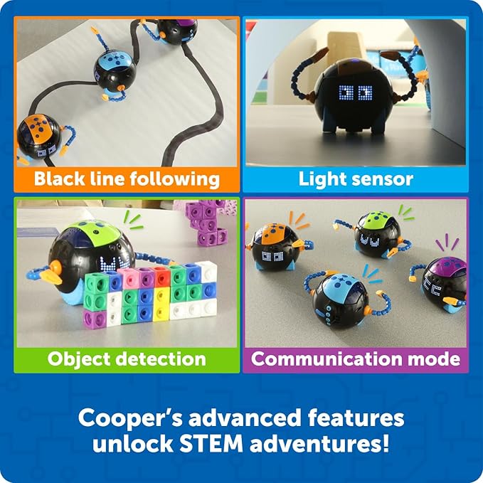 Learning Resources Cooper The STEM Robot Classroom Set - Coding for Kids, Building Toys, Robotics Kids, Montessori Programming, Gifts for Boy and Girls, Must Haves, Interactive Homeschool Supplies