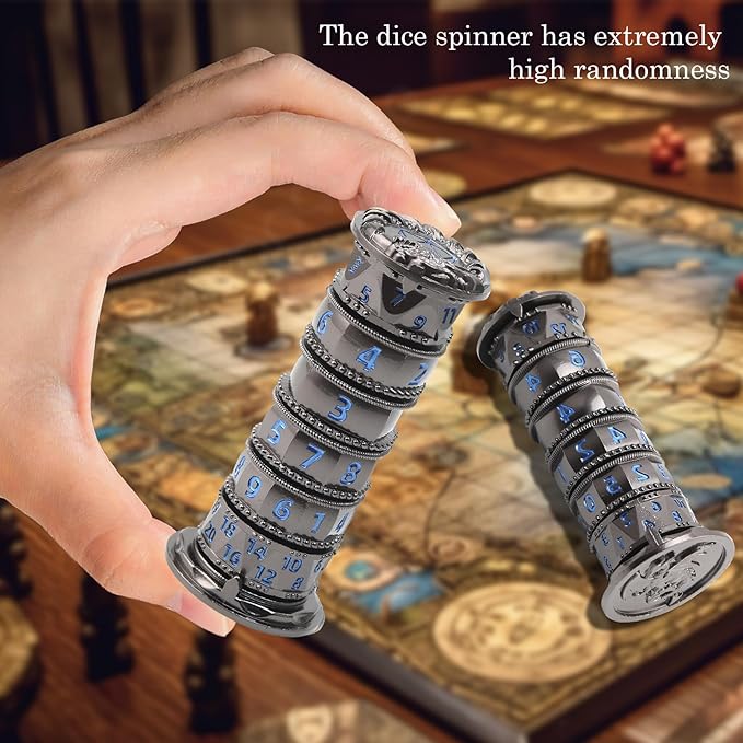 Pagoda Dice Spinner, 7 in 1 Metal Unique Roulette Dice for Sci-Fi, War, Crime Theme Tabletop Games