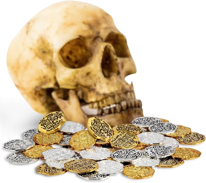 Hicarer 60 Pieces Metal Pirate Coins Spanish Doubloon Replicas Pirate Coin Treasure Coin for Party Favor Decorations (Color Set 1,60 Pieces)