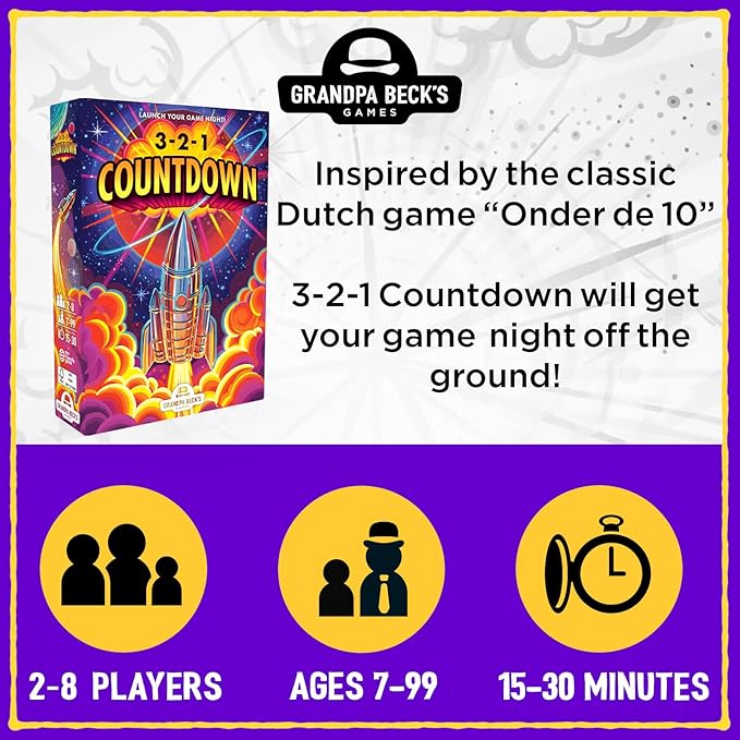 Grandpa Beck's Games 3-2-1 Countdown | Hand Elimination Card Game for Kids, Teens, Family & Adults | from The Makers of Cover Your Assets | 2-8 Players Ages 7+