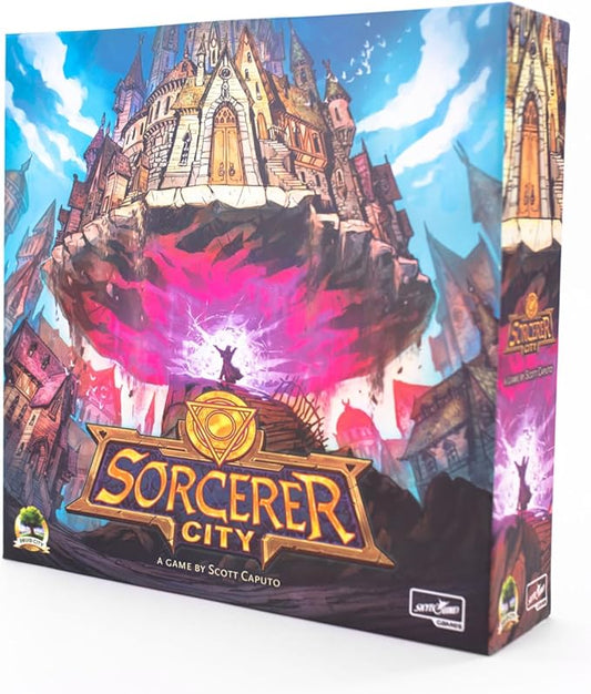 Sorcerer City Board Game | -Tile Laying and Deck Building Strategy Game of Wizard Architects, for Teens and Adults, 1-6 Players