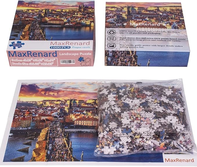 MaxRenard Game 1000 Pieces Jigsaw Puzzle Prague Castle Landscape Toy
