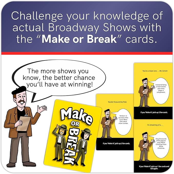 BE A BROADWAY STAR! - The Classic Theater and Musical Trivia Board Game That Puts You in The Spotlight | Party Game for Theater Lovers | Holiday Broadway Gift | 2-6 Players | for All Ages 8+