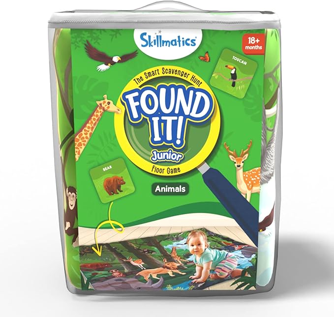 Skillmatics Play Mat & Floor Game - Found It Junior Animals, Large, Soft, Safe Mat for Toddlers and Preschoolers, for 18+ Months