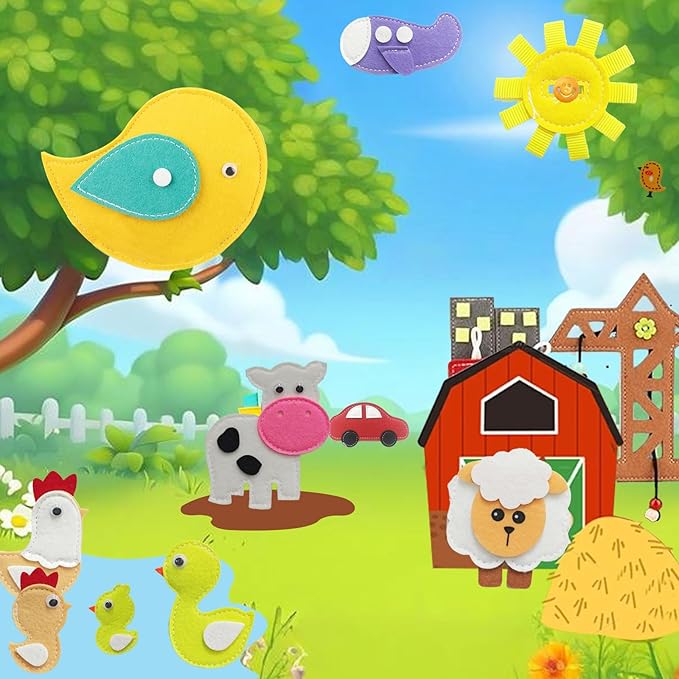 Busy Book for Toddlers 1-3, Montessori Deer Busy Book Toy for Girls, Preschool Learning Book Toy for Kids