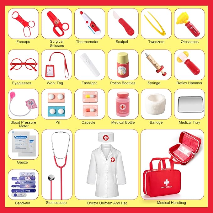Doctor Kit for Kids, 36 Pcs Pretend Kids Doctor Playset kit for Toddlers 3-5 with Medical Bag & Real Stethoscope ,toddler doctor play set for Boys and Girls Fun Role Playing Game Doctor Play Gift