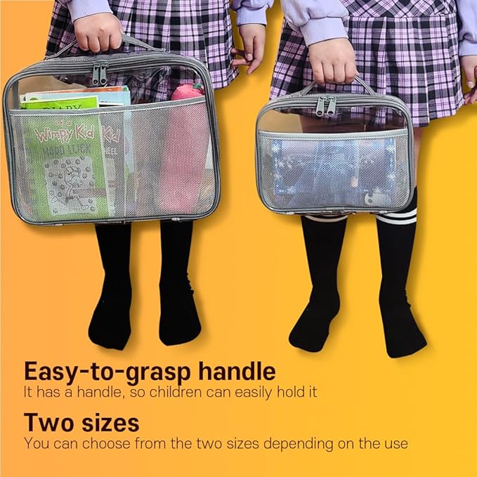 holay 4 Packs PVC Zippered Blocks Set, Toy, Clay, Board game Storage Organizer Case (Name Tag, Manual Pocket) (Gray, Small)