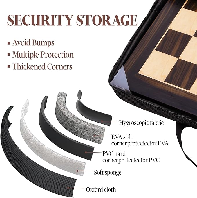 21.25’’ Wooden Chess Board Professional Tournament Chess Board with 2.0" Squares Large Chess Family Outdoor Board Games (Chess Board Only)