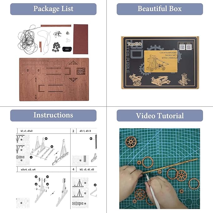 DIY 3D Wooden Puzzles for Adults Trebuchet Science Building Kit Model Catapult Engineering Kit Wood Assembly Gifts