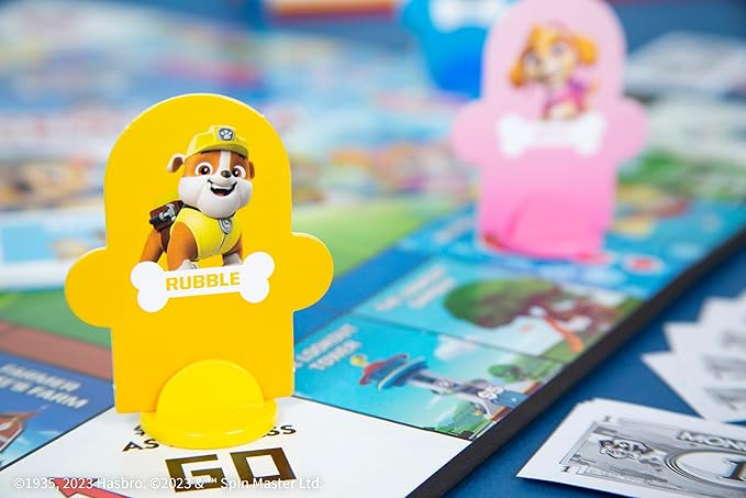 Monopoly JR PAW Patrol Board Game | Featuring Chase, Marshall, Skye, and Rubble | Officially Licensed Nickelodeon PAW Patrol Game | Family-Friendly Children's Monopoly Game | Ages 5 & Up
