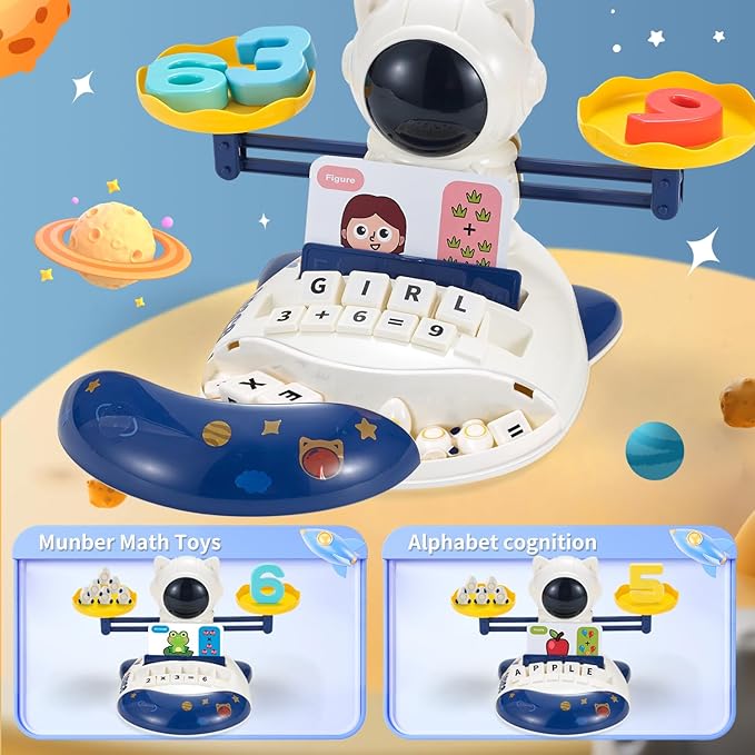 3 in 1 Math Game Toys for Kids 3-7, Preschool Alphabet Learning Toys with Spelling, Counting & Reading, Flash Cards Gifts for Boys & Girls