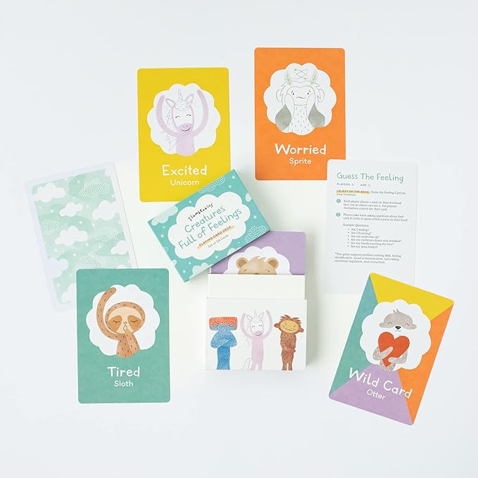 Slumberkins Creatures Full of Feelings Therapy Game for Kids | Teach Emotions & Empathy | Social Emotional Development | 54 Feelings Flash Cards for Home Or Class