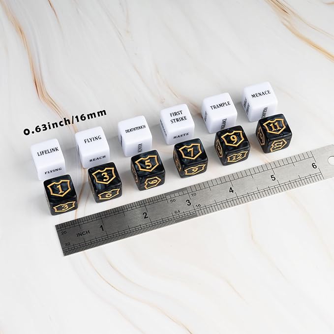 48 Pieces Shield MTG Dice Counters Ability Keywords Counter Dice Life Tokens D6 Creature Dice Set for Magic The Gathering, MTG, TCG, Card Games Accessories