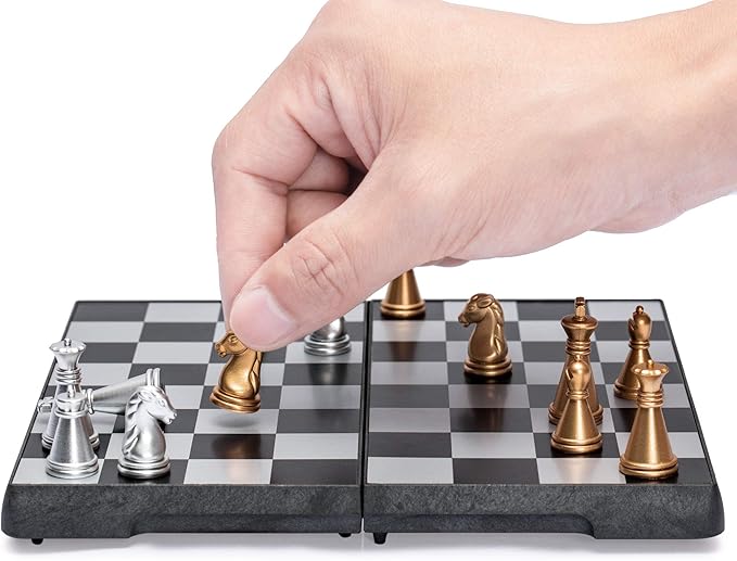 Yellow Mountain Imports Travel Magnetic Chess Mini-Set (6.3 Inches) - Compact, Folding, Educational Board Game