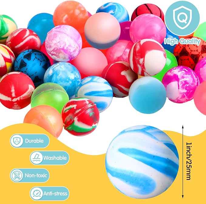 200 Pieces Bouncy Balls in Bulk 25 Mm/ 1 Inch Rubber High Bouncing Balls for Kids Colorful Bouncy Ornament for Kids Party Favors Prizes Gift Vending Machines Outdoor Activities