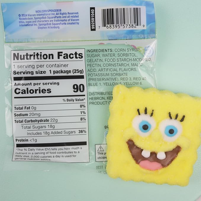 SpongeBob SquarePants Candy, Giant Sugar Coated Marshmallows, Individually Wrapped Party Favors, 4 Count Box