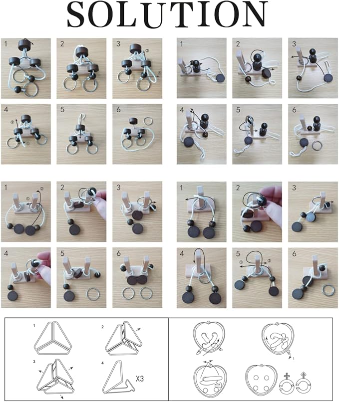 Wooden and Metal 3D Unlock Interlock Assorted Brain Teasers Puzzles,IQ Logic Training Family Game Party Favor Coffee Table Time Unlock Interlock Mind Puzzles Box